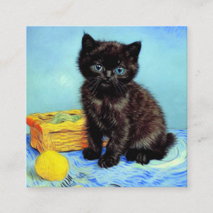 Van Gogh Zwart Kitten met garen Informatiekaartje