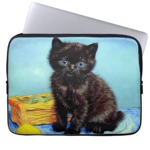 Van Gogh Zwart Kitten met garen Laptop Sleeve