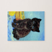 Van Gogh Zwart Kitten met garen Legpuzzel (Horizontaal)