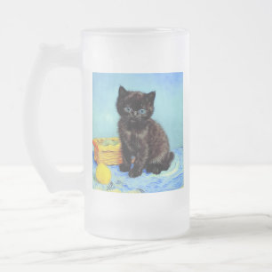 Van Gogh Zwart Kitten met garen Matglas Bierpul