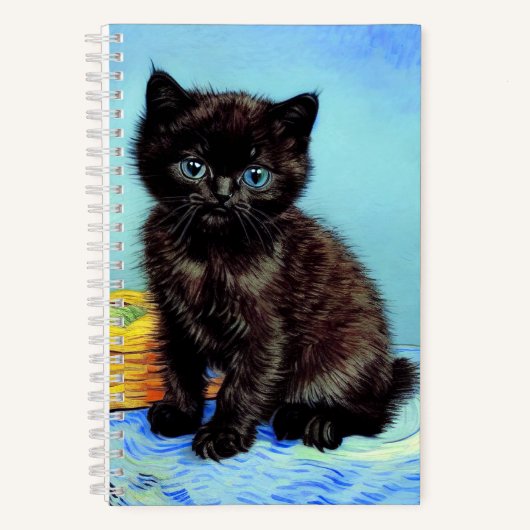 Van Gogh Zwart Kitten met garen Notitieboek (Voorkant)