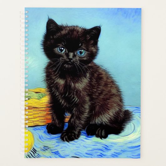 Van Gogh Zwart Kitten met garen Planner (Voorkant)