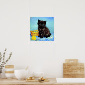 Van Gogh Zwart Kitten met garen Poster (Keuken)