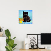 Van Gogh Zwart Kitten met garen Poster (Thuiskantoor)
