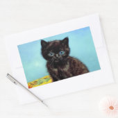 Van Gogh Zwart Kitten met garen Rechthoekige Sticker (Envelop)