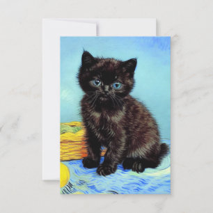 Van Gogh Zwart Kitten met garen RSVP Kaartje