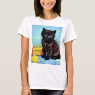 Van Gogh Zwart Kitten met garen T-shirt