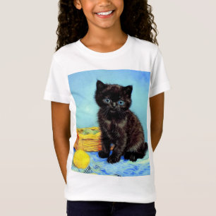 Van Gogh Zwart Kitten met garen T-shirt