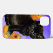 Van Gogh Zwart Kitten met Zonnebloemen Case-Mate iPhone Case (Achterkant (horizontaal))