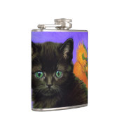 Van Gogh Zwart Kitten met Zonnebloemen Heupfles (Rechts)