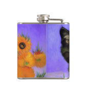 Van Gogh Zwart Kitten met Zonnebloemen Heupfles (Achterkant)