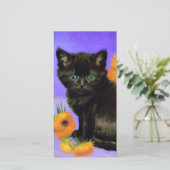 Van Gogh Zwart Kitten met Zonnebloemen Kaart (Staand voorkant)