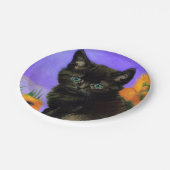 Van Gogh Zwart Kitten met Zonnebloemen Papieren Bordje (Gekanteld)