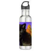 Van Gogh Zwart Kitten met Zonnebloemen Waterfles (Voorkant)