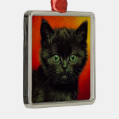 Van Gogh Zwart Kitten Metalen Ornament (Rechts)