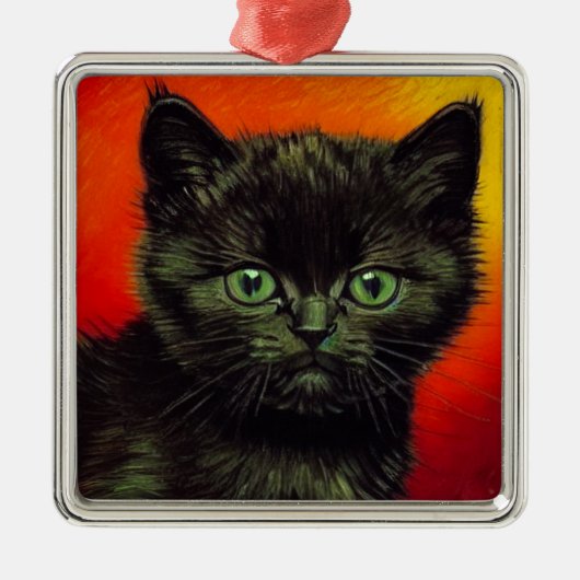 Van Gogh Zwart Kitten Metalen Ornament (Voorkant)