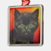 Van Gogh Zwart Kitten Metalen Ornament (Links)