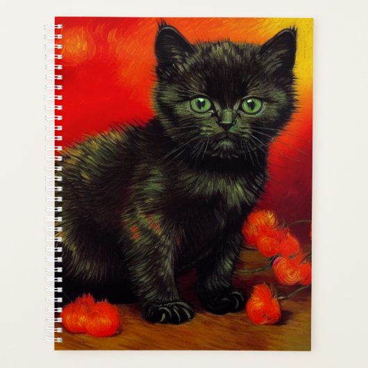 Van Gogh Zwart Kitten Planner (Voorkant)