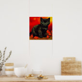 Van Gogh Zwart Kitten Poster (Keuken)