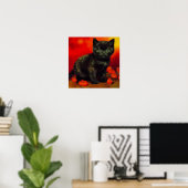 Van Gogh Zwart Kitten Poster (Thuiskantoor)