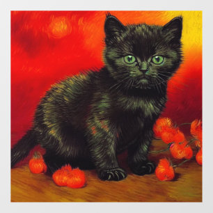 Van Gogh Zwart Kitten Raamsticker