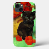 Van Gogh Zwart Kitten Rood Bloemen Case-Mate iPhone Case (Achterkant)
