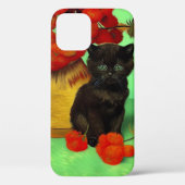 Van Gogh Zwart Kitten Rood Bloemen Case-Mate iPhone Case (Achterkant)