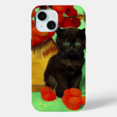 Van Gogh Zwart Kitten Rood Bloemen Case-Mate iPhone Case (Achterkant)