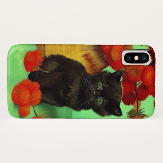 Van Gogh Zwart Kitten Rood Bloemen Case-Mate iPhone Case (Achterkant (horizontaal))