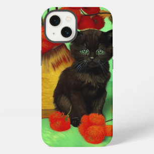 Van Gogh Zwart Kitten Rood Bloemen iPhone 13 Hoesje