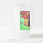 Van Gogh Zwart Kitten Rood Bloemen Matglas Bierpul (Voorkant rechts)