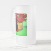 Van Gogh Zwart Kitten Rood Bloemen Matglas Bierpul (Voorkant links)