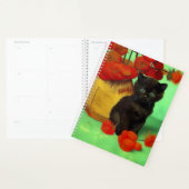 Van Gogh Zwart Kitten Rood Bloemen Planner (Display)