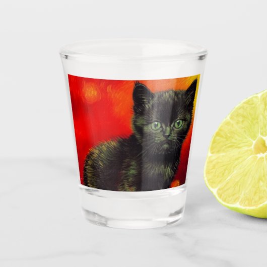 Van Gogh Zwart Kitten Shot Glas (Voorkant)