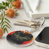 Van Gogh Zwart Kitten Sleutelhanger (Voorkant Rechts)