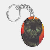 Van Gogh Zwart Kitten Sleutelhanger (Voorkant Links)