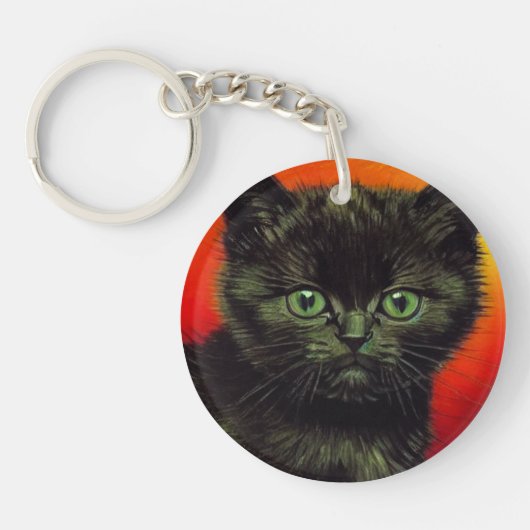 Van Gogh Zwart Kitten Sleutelhanger (Voorkant)