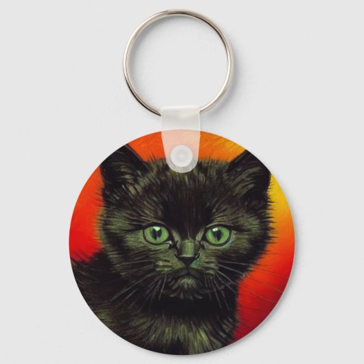Van Gogh Zwart Kitten Sleutelhanger (Voorkant)