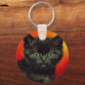 Van Gogh Zwart Kitten Sleutelhanger (Voorkant)