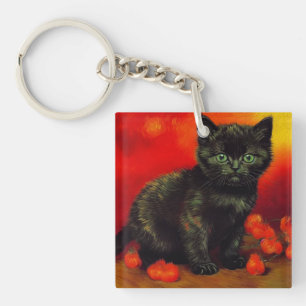 Van Gogh Zwart Kitten Sleutelhanger