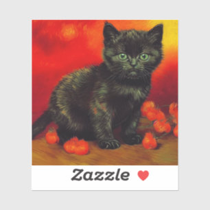 Van Gogh Zwart Kitten Sticker
