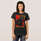 Van Gogh Zwart Kitten T-shirt (Voorkant volledig)