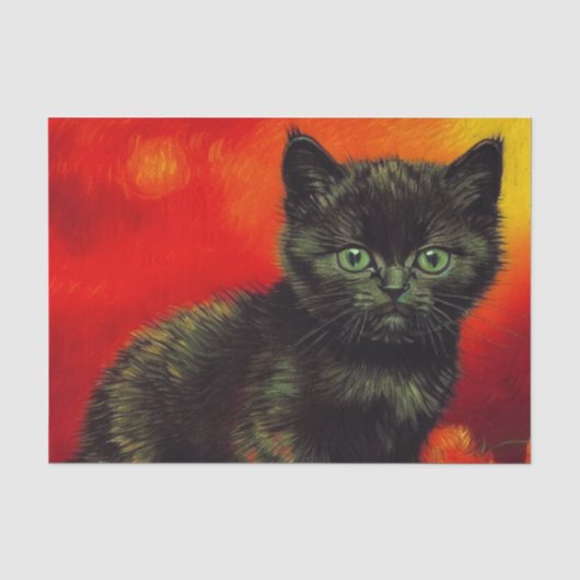 Van Gogh Zwart Kitten Tissuepapier (Voorkant)