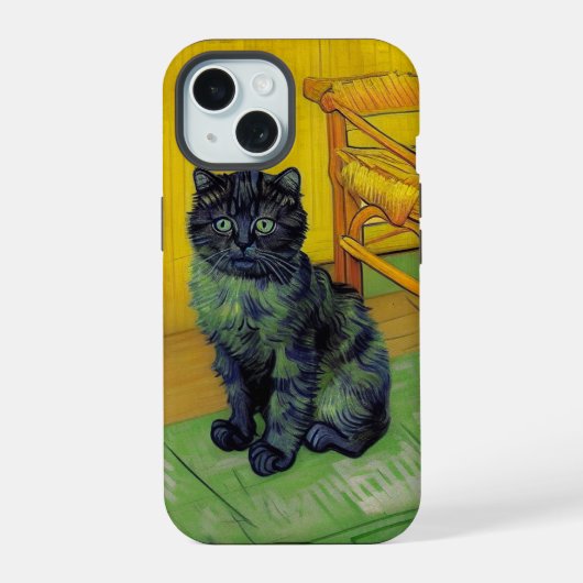 Van Gogh Zwarte Kat iPhone 15 Case (Achterkant)