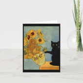 Van Gogh Zwarte Kat met Zonnebloemen 8647 Subtiele Kaart (Voorkant)