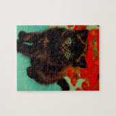 Van Gogh Zwarte Kat Rode Bloemen Legpuzzel (Horizontaal)
