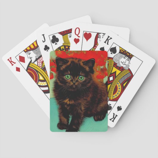 Van Gogh Zwarte Kat Rode Bloemen Pokerkaarten (Achterkant)