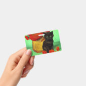 Van Gogh Zwarte Kitten Rode Bloemen Badge (Handheld)