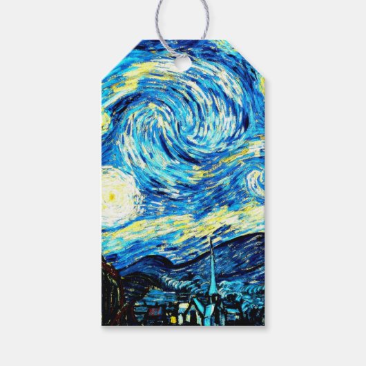 Van Gogh's beroemde schilderij, Sterrennacht Cadeaulabel (Voorkant)