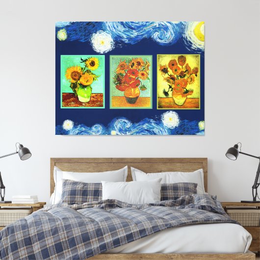 Van Gogh's beroemde zonnebloemen Canvas Afdruk (Insitu (Slaapkamer))